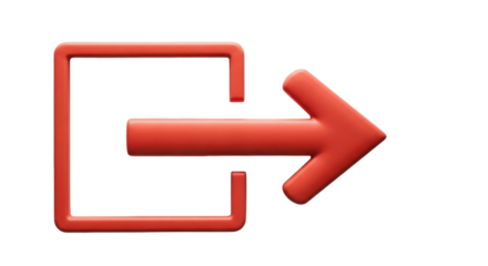 Isolated Exit Symbol, Red Login Sign with Arrow, Gateway Icon, Logout Symbol, Logoff Indicator