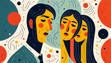 abstract illustration of man and woman in sad contemplation after difficult conversation