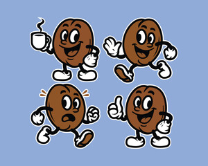 Retro Coffee Character vector illustration