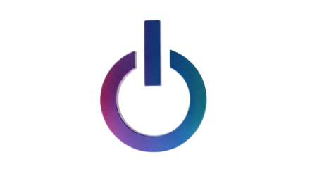 Isolated power button icon with gradient, symbol for switching on or off device
