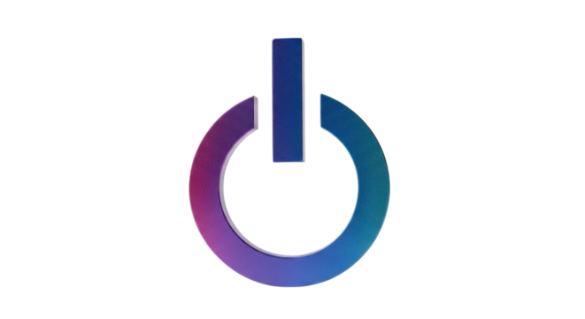 Isolated power button icon with gradient, symbol for switching on or off device