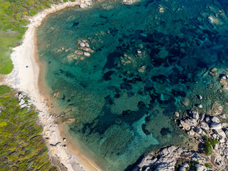Aerial view of Licciola beach and Valle dell'Erica