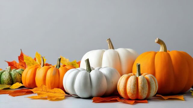 Autumn pumpkin and leaf arrangement showcasing seasonal colors and decoration ideas