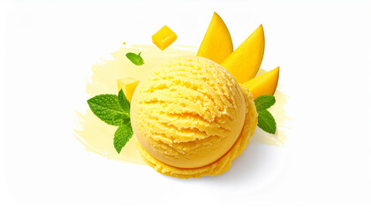 Floating Mango Ice Cream Scoop Tropical