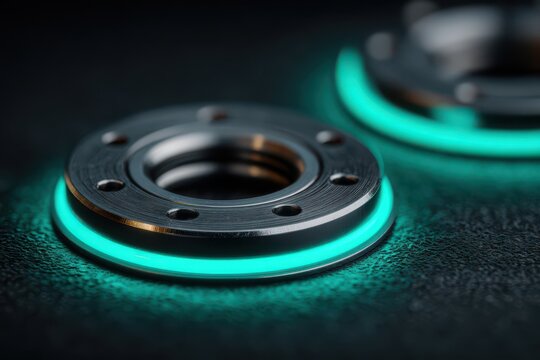 Perfectly aligned watch lugs with a glowing led charging ring in a macro shot