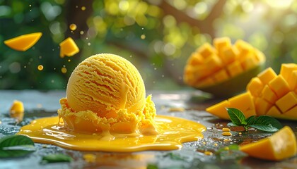Mango Ice Cream Mint Sun Puddle