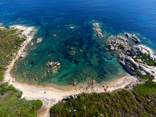 Aerial view of Licciola beach and Valle dell'Erica