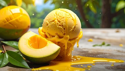 Mango Ice Cream Mint Sun Puddle
