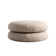 Minimalist Beige Round Floor Cushion Stack on transparent background