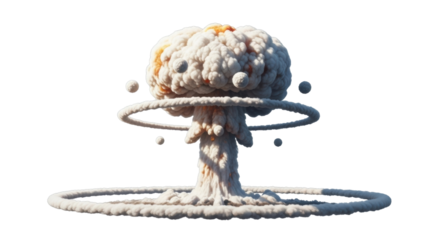 Isolated Atomic Bomb Explosion Cloud Illustration, Nuclear Weapon, Catastrophe, Threat