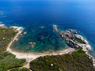 Aerial view of Licciola beach and Valle dell'Erica