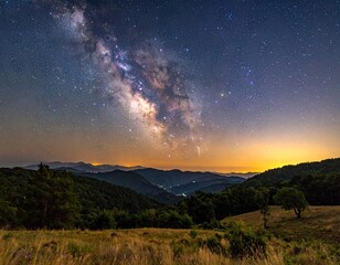 Fototapeta premium Milky Way over mountain range at night