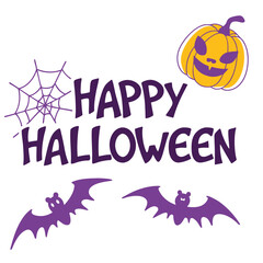 Happy Halloween Purple Pumpkin Design