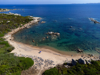 Aerial view of Licciola beach and Valle dell'Erica