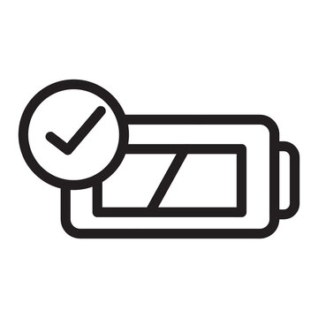 black battery icon with checkmark clip art preview