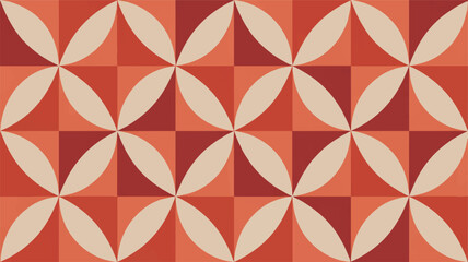 Retro Geometric Pattern with Interlocking Circles and Squares in Warm Tones vintage abstract