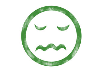 A vintage green sad icon isolated transparent background 
