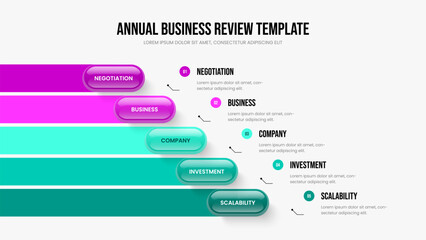 Company Plan Five Option Diagram Frame Template. Marketing Planning 5 Element Infographic Slide Layout. Consulting Profile Slideshow Design Vector Illustration.