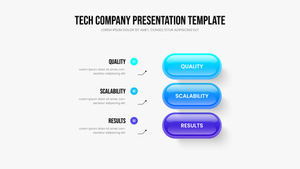 Digital Overview Three Option Diagram Presentation Design. Marketing Launch 3 Step Infographic Slide Layout. Creative Forecast Slideshow Template Vector Illustration.