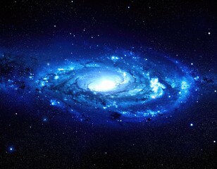 Fototapeta premium Spiral galaxy in deep space, vibrant blue hues (1)