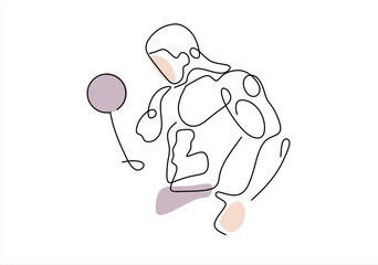 Muscle Man Silhouette in Continuous Line . line icon-continuous line drawing. Editable stroke.	