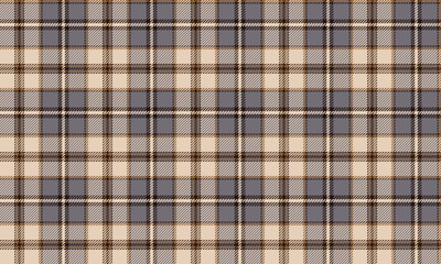 Seamless plaid pattern, grey, beige, yellow, brown, for textiles, clothing, skirts, pants, dresses, minimalist or vintage style, elegant and versatile.