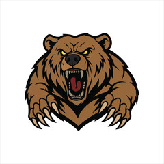 Bear Roaring Wild Animal Mascot Aggressive Power Hunter Design Vector Illustration


