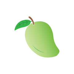A fresh green mango fruit with a leaf vector icon