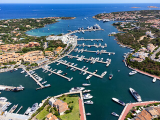 Aerial view of Porto Cervo and the beautiful Costa Smeralda
