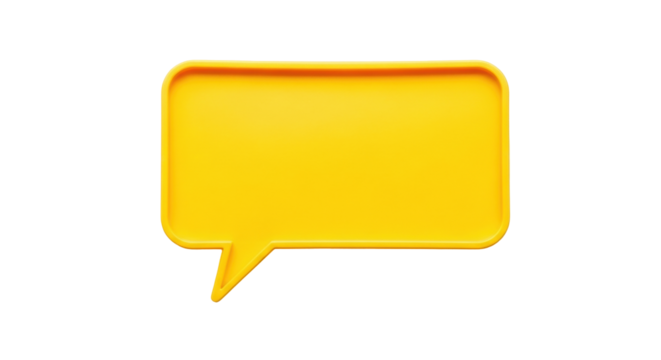 Isolated yellow speech bubble cutout ready to use in a social media or marketing design