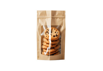 Chocolate cookie in craft zip pack mockup, ai generated