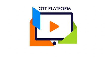 Colorful Geometric Shapes Embrace a Play Icon in a Modern OTT Platform Logo