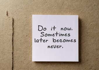 Obraz premium Motivational Quote Card on Textured Brown Surface