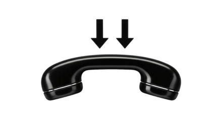 Isolated vintage phone handset pointing down, symbol for hang up, receiver, communication