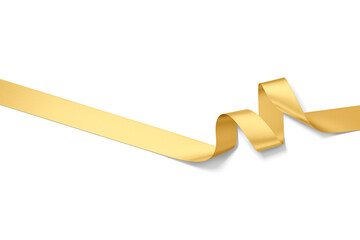 Blank gold satin ribbon mockup, top view