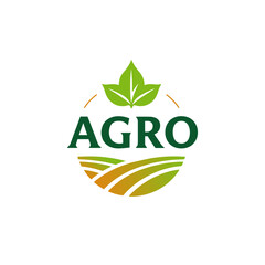 AGRO Agriculture Logo with Leaf and Field Elements