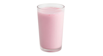 Isolated glass of strawberry milk, refreshing and creamy beverage for breakfast or a snack
