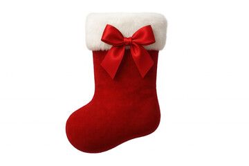 Red christmas stocking hanging, decorating for the holiday season, bringing festive tradition and gifts