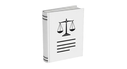 Isolated book depicting balance scales, law symbol for legal, judiciary matters concept