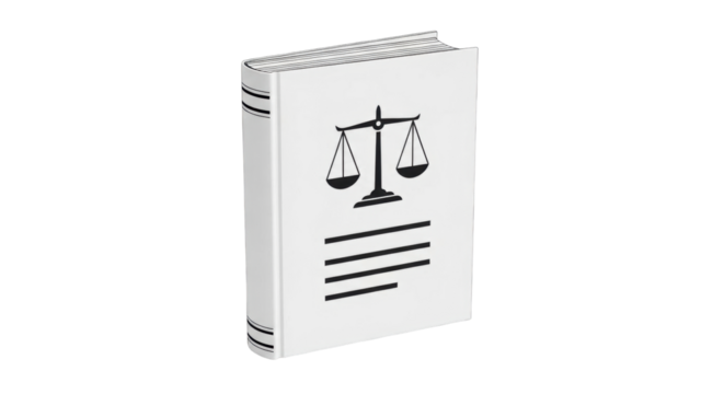 Isolated book depicting balance scales, law symbol for legal, judiciary matters concept