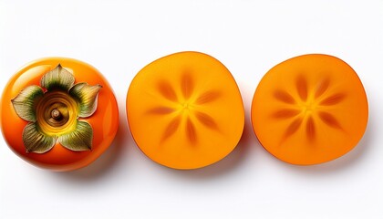 High Quality Photograph Of Three Different Persimmon Slices