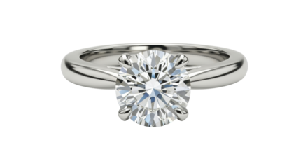 Isolated round brilliant diamond engagement ring in platinum, jewelry for anniversary