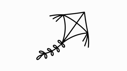 Whimsical hand drawn kite with delicate leaf tail soaring on a breezy day evoking childhood joy and playful freedom