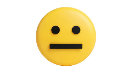 Isolated yellow face with neutral expression, a minimalistic illustration for emotion, social media