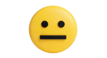 Isolated yellow face with neutral expression, a minimalistic illustration for emotion, social media