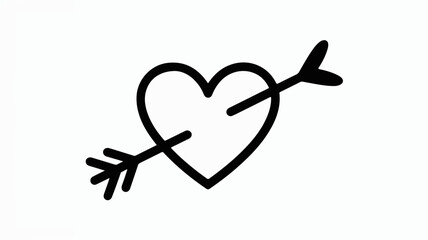 Charming heart pierced by an arrow icon symbolizing love's impact and deep connection, perfect for romantic themes and heartfelt designs.