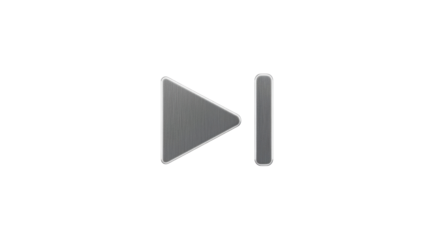 Isolated Play Pause Next Button Symbol, Media Forward Skip Audio Track, Gray Metallic Design