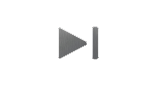 Isolated Play Pause Next Button Symbol, Media Forward Skip Audio Track, Gray Metallic Design