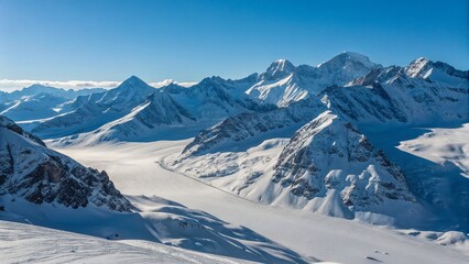 Fototapeta premium Snow-Capped Mountain Aerial View —AI GENERATED