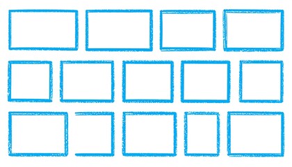 Light blue crayon-like outlined squares